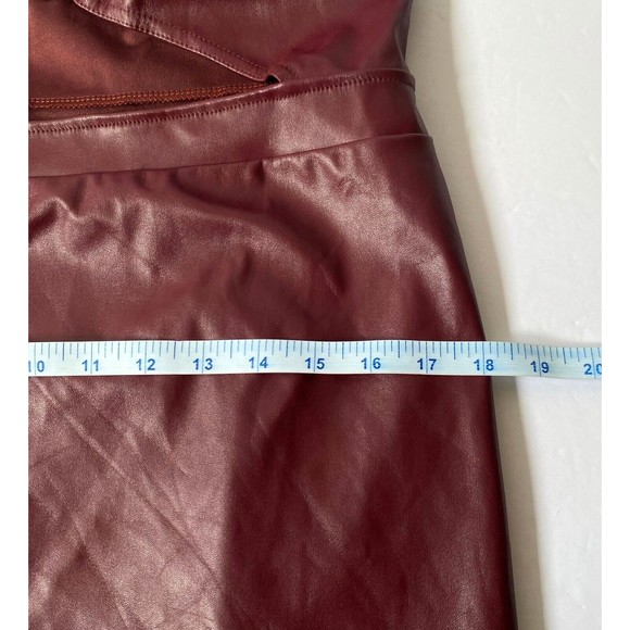 Pretty Little Thing Mini Dress Womens 12 Burgundy Faux Leather Cut Out Bodycon - Picture 14 of 16